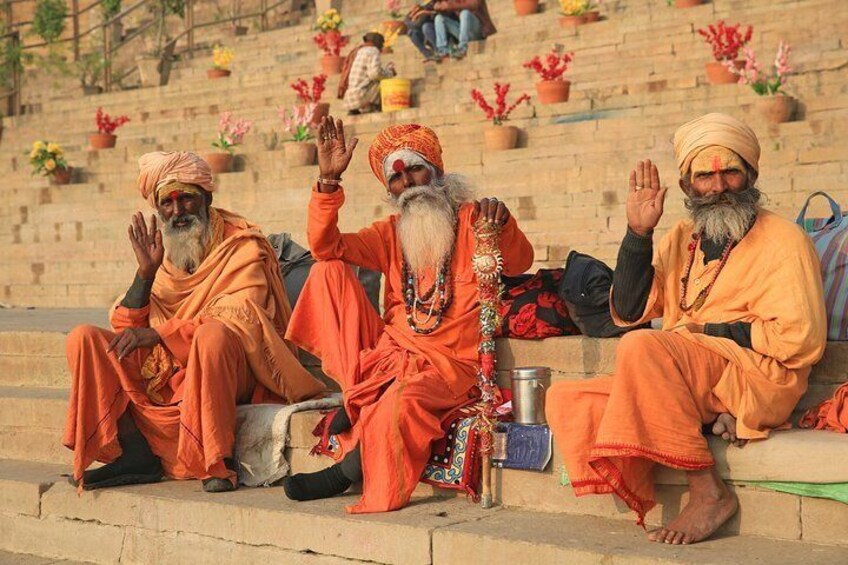 Sadhu (Hermit) during morning prayer