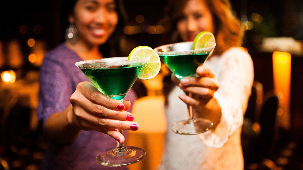 Girls with cocktails on Dinner Dance cruise in San Diego California