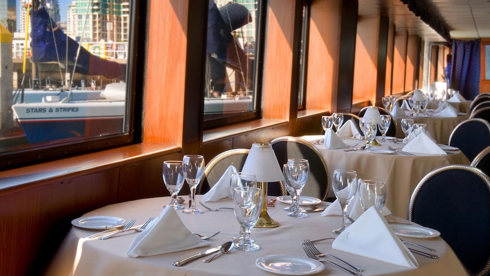 Dining area on Dinner Cruise in San Diego