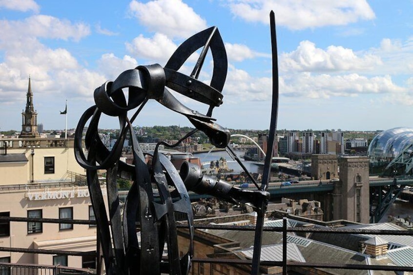 View from the top of Newcastle Castle Keep - Norman stone keep in the centre of Newcastle upon Tyne