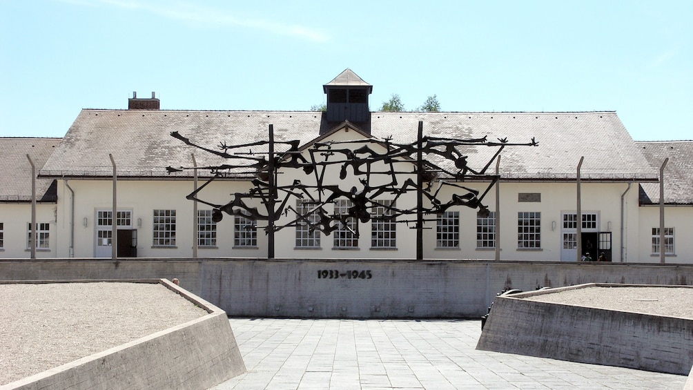 metal sculpture installation at the Dachau concentration camp in Germany