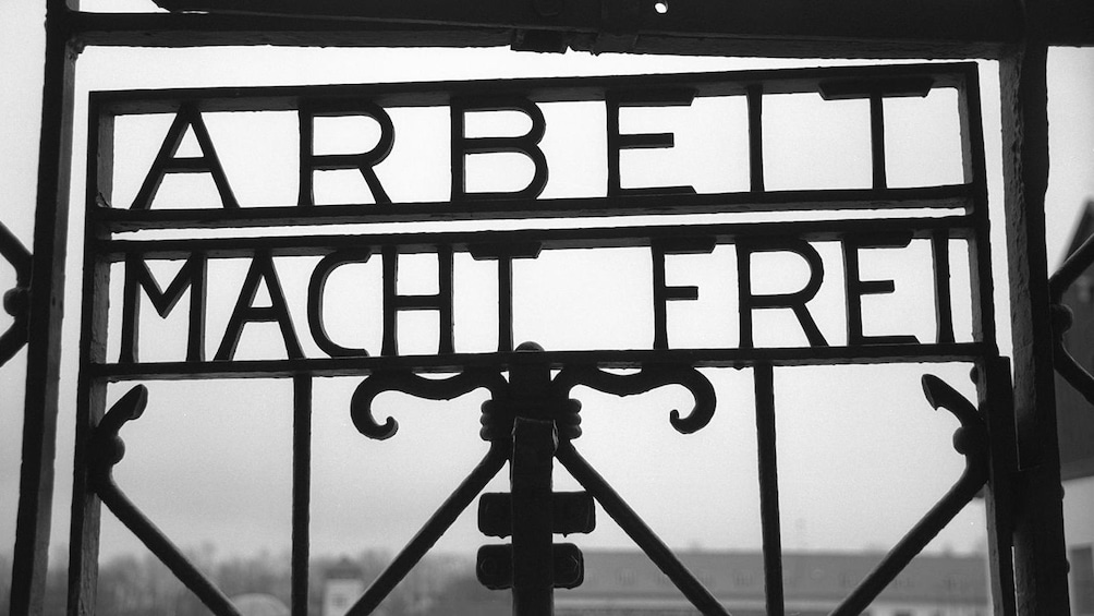 an old steel gate at a historical concentration camp in Germany