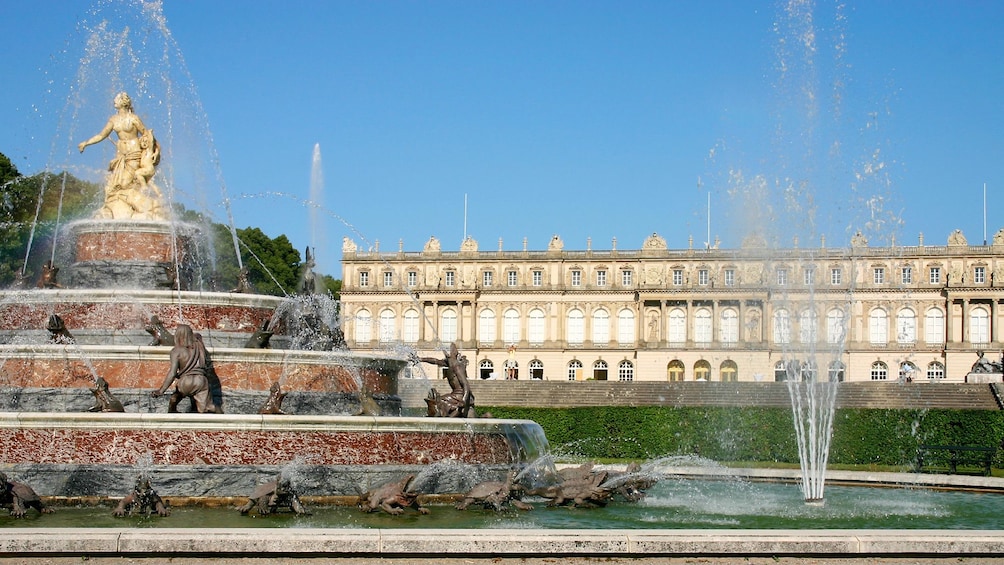 water fountains outside the Herrenchiemsee Castle in Germany