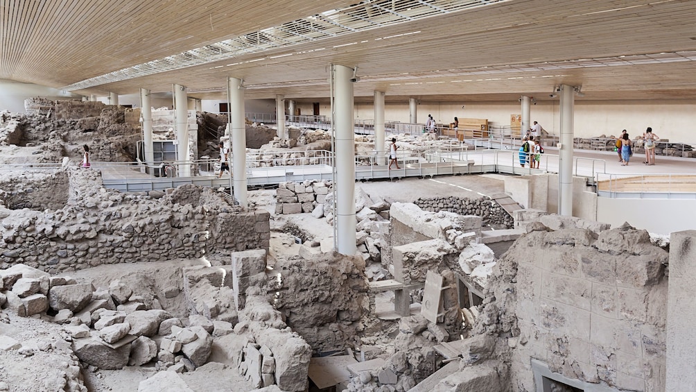 preserved excavated ruins in Santorini