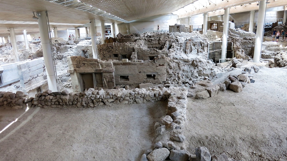 old excavated  ruins in Santorini