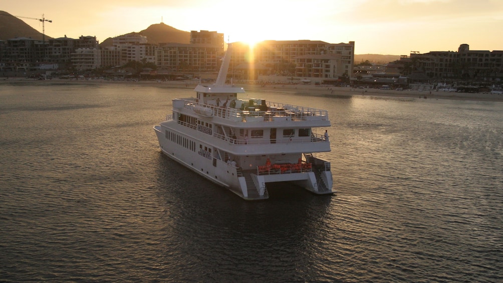 observing the sunset from the cruise ship in Los Cabos