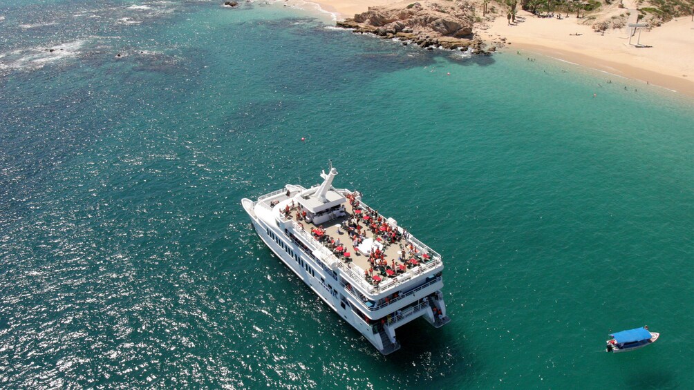 large boat along the coastline in Los Cabos