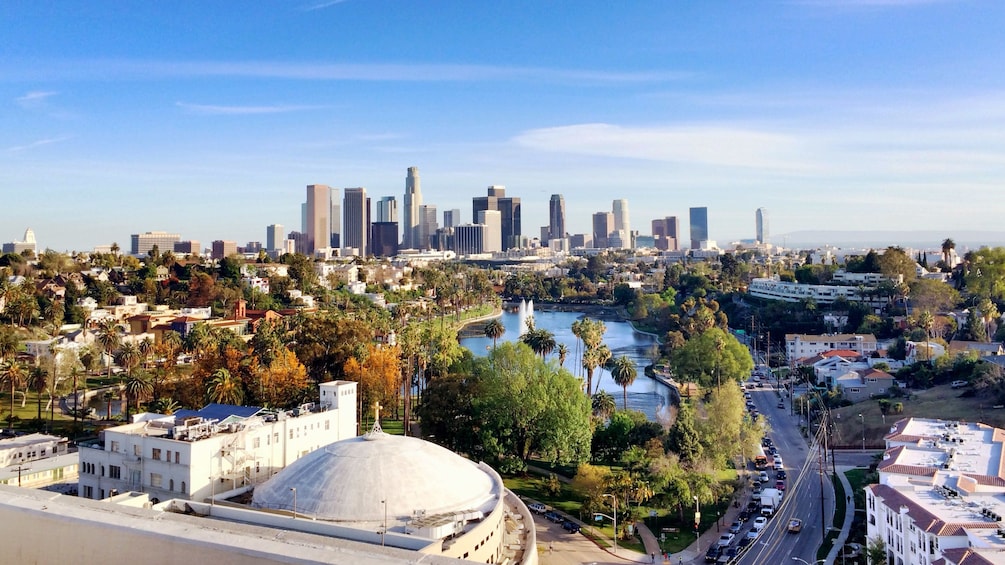 navigating the city air via helicopter in Los Angeles