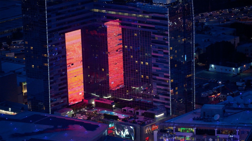 Skyline view at night in Los Angeles