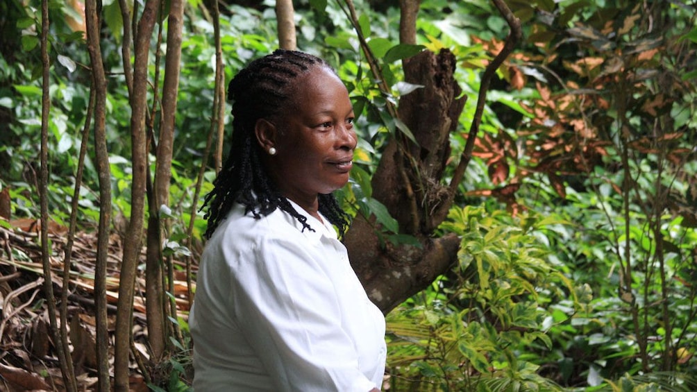 Woman at the spice and herb garden in Grenada 