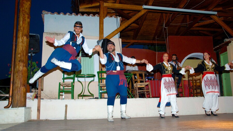 Traditional greek dancers performing at Cretan Night with Live Music & Dance in Crete