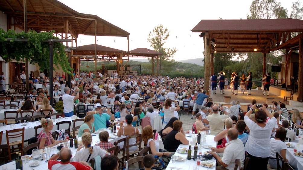 Dining area with a view of the stage at Cretan Night with Live Music & Dance in Crete