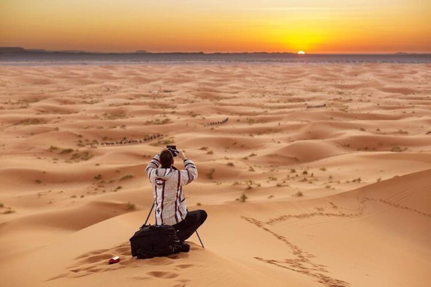 Sunrise in the Sahara desert Merzouga