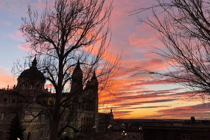 Sunset at Almudena Cathedral