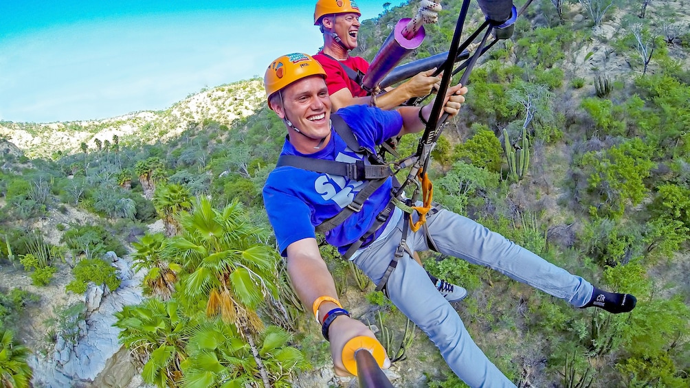 Taking a selfie while suspended in Los Cabos