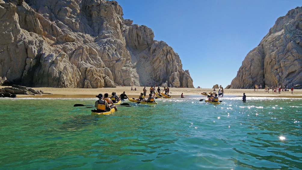 Kayaking near the shore in Los Cabos