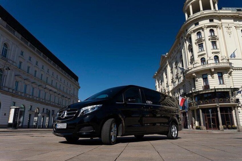 Mercedes V-class comfortable up to 6 people.