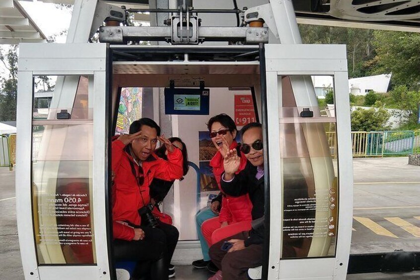 Fun on the cable car at the Teleferico...