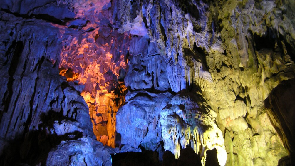 Inside a cave in Halong Bay