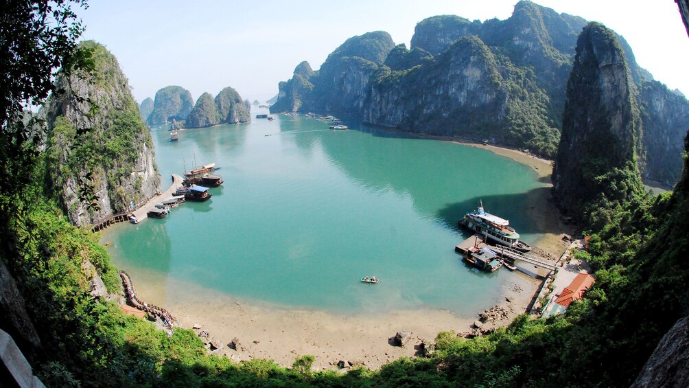 Secluded beach in Halong Bay