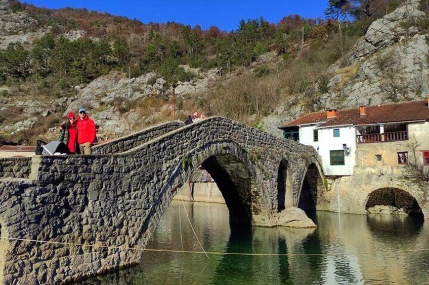 Romantic walk over Danilo bridge