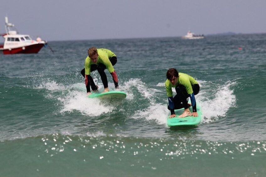 Private Two on One Surf Lesson in Newquay (2 students, 1 instructor)