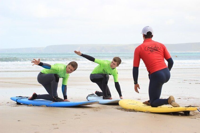 Private Two on One Surf Lesson in Newquay (2 students, 1 instructor)