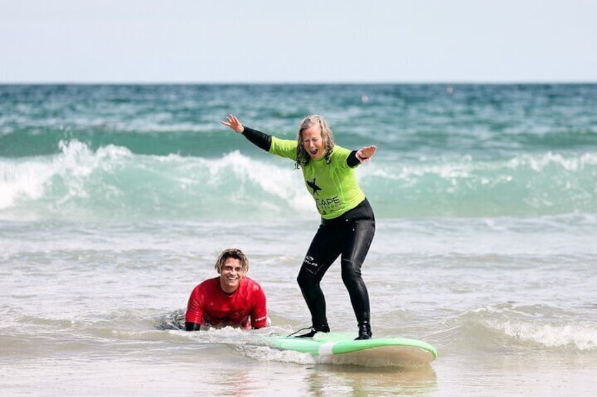 Mum is surfing and stoked !