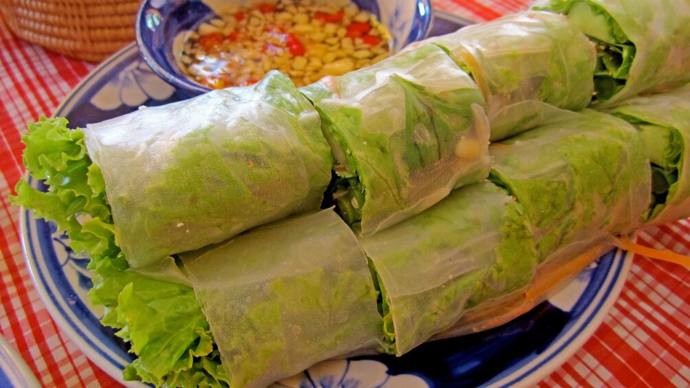 Plate of spring rolls in Siem Reap