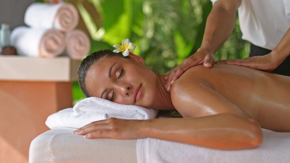 Woman getting a massage in Siem Reap