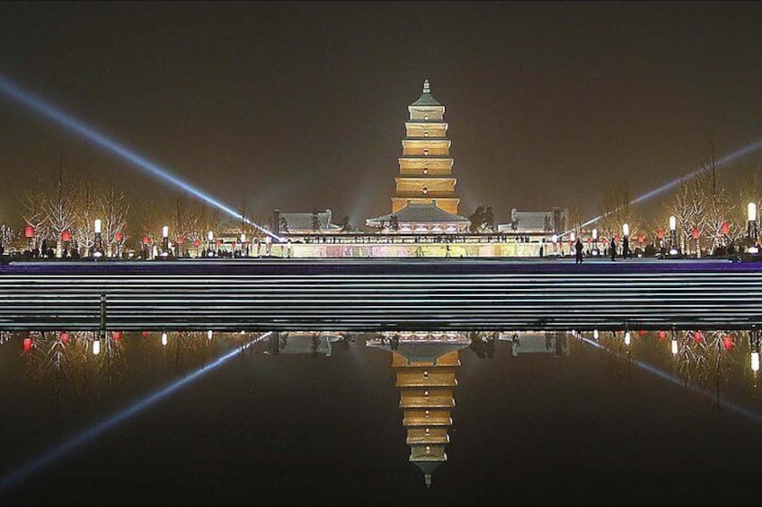 big wild goose pagoda at night