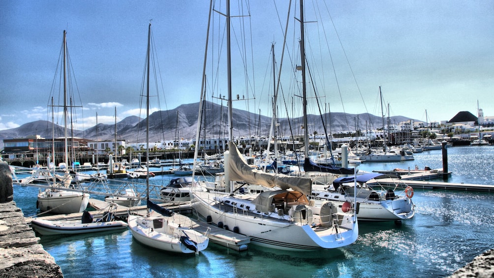 Boats docked in Lanzarote