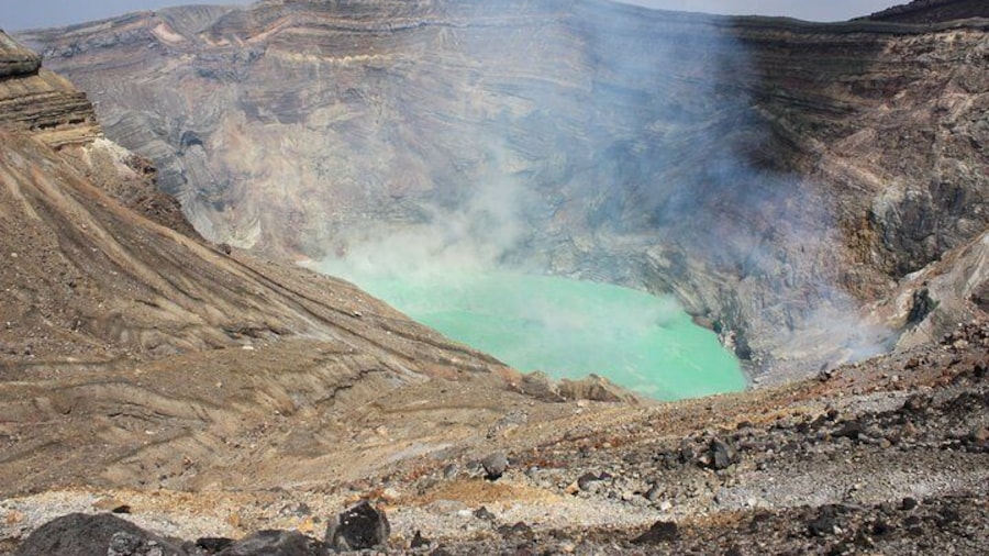 Mt. Aso, the active volcano in Japan.