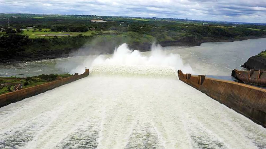 Rushing water at the Itaipu Dam in Iguazu