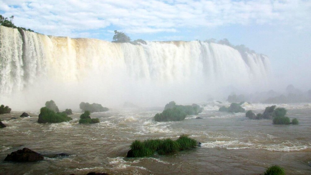 mist from the waterfall in Argentina