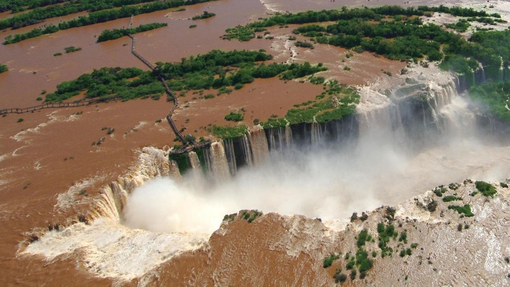 muddy water at the waterfalls in Brazil