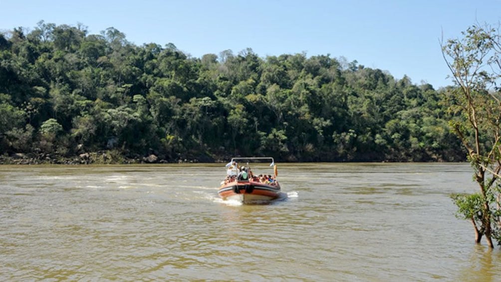 boat of passengers on the river in Argentina