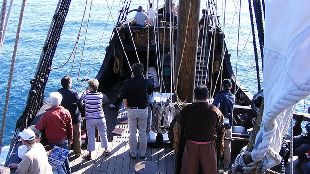 Passengers aboard the Nau Santa Maria ship in Madeira