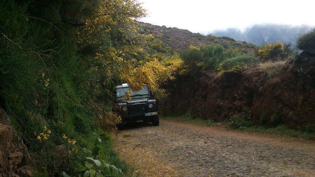 Jeep on a gravel road on Madeira Island