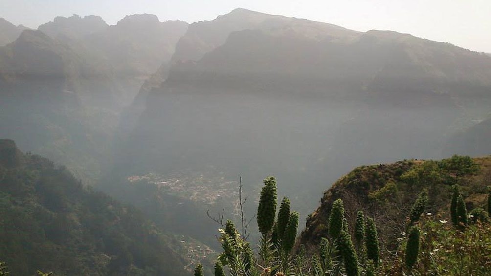 Looking out at a valley from the mountains on Madeira Island