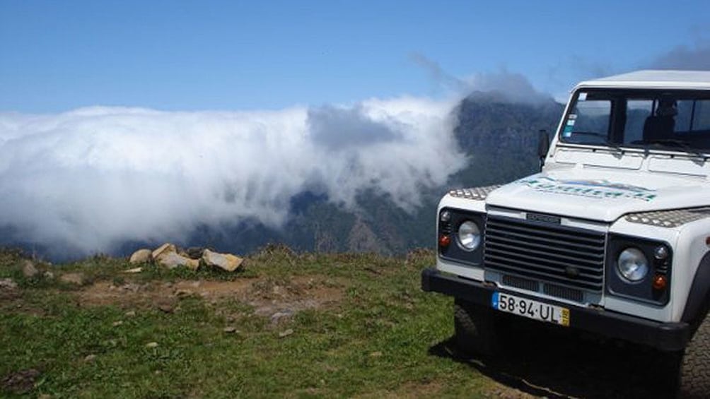 Jeep high up in the hills of Madeira Island