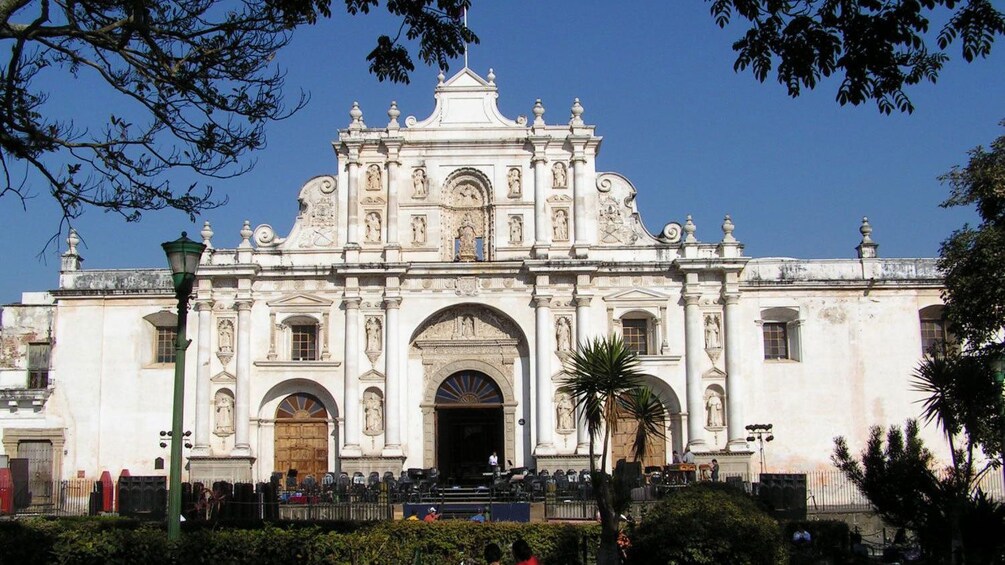 the exterior of a church in Antigua