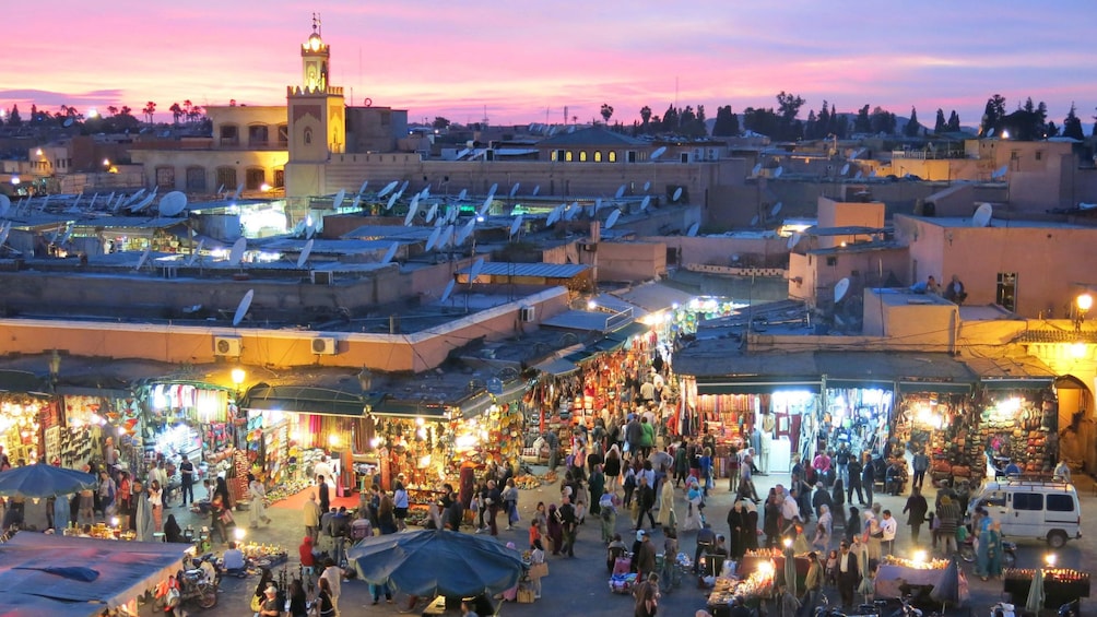 View of Jemaa el-Fnaa square from Le Salama restaurant