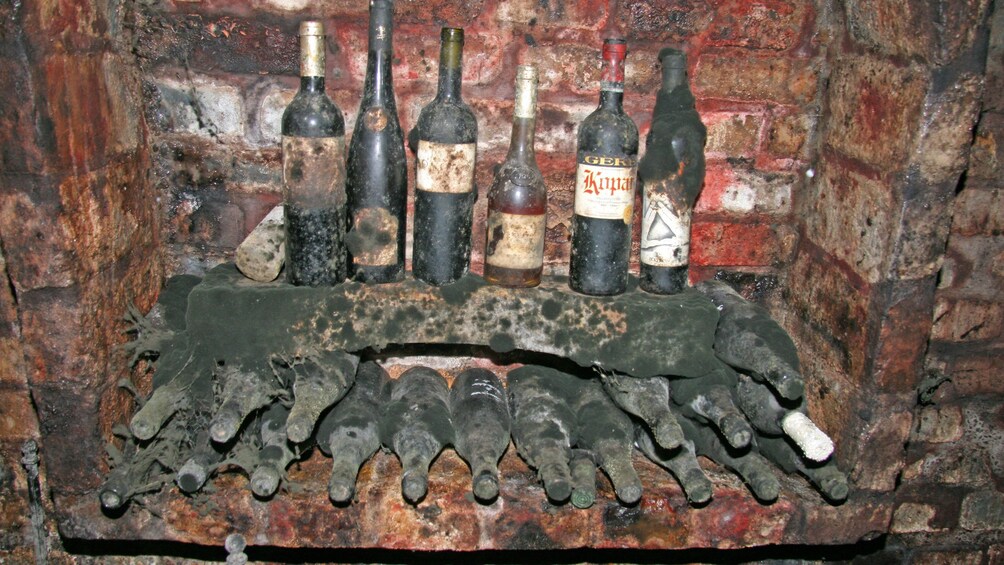 Old wine bottles from a winery in Etyek