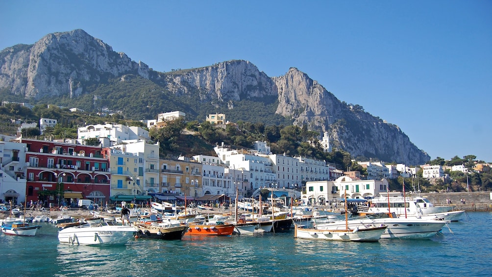 Boats docked off the shores of Capri