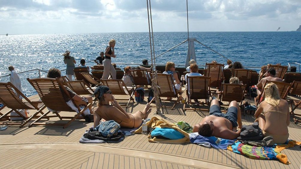 People on the deck of a Supercat Boat in Gran Canaria