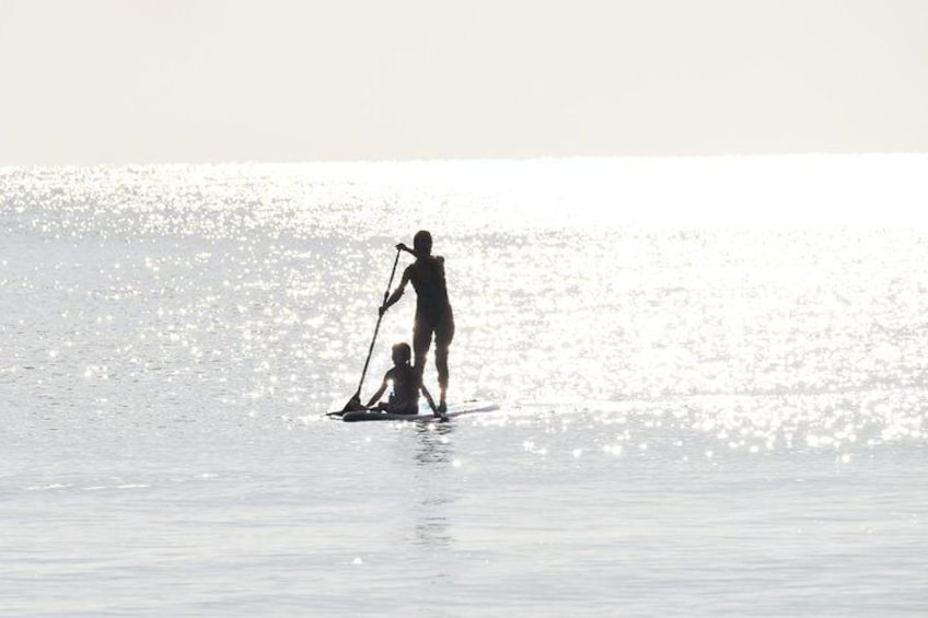 Paddling with your child. 