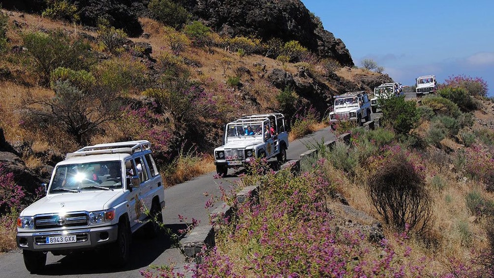 Ver elemento 2 de 6. Line of jeeps on a hillside road in Gran Canaria