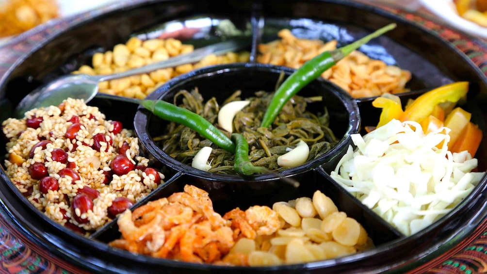 small sampler dish at the restaurant in Yangon