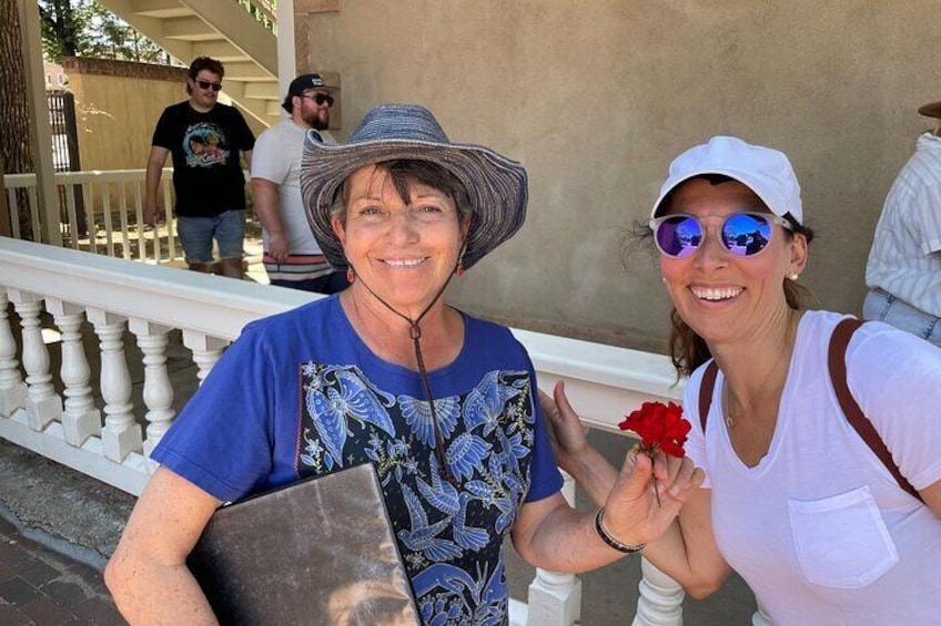 Received this flower from a visitor after I gave her the lowdown on Billy the kid in Santa Fe.